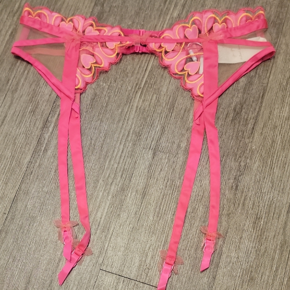 For Love And Lemons Coral Lace Garter Belt